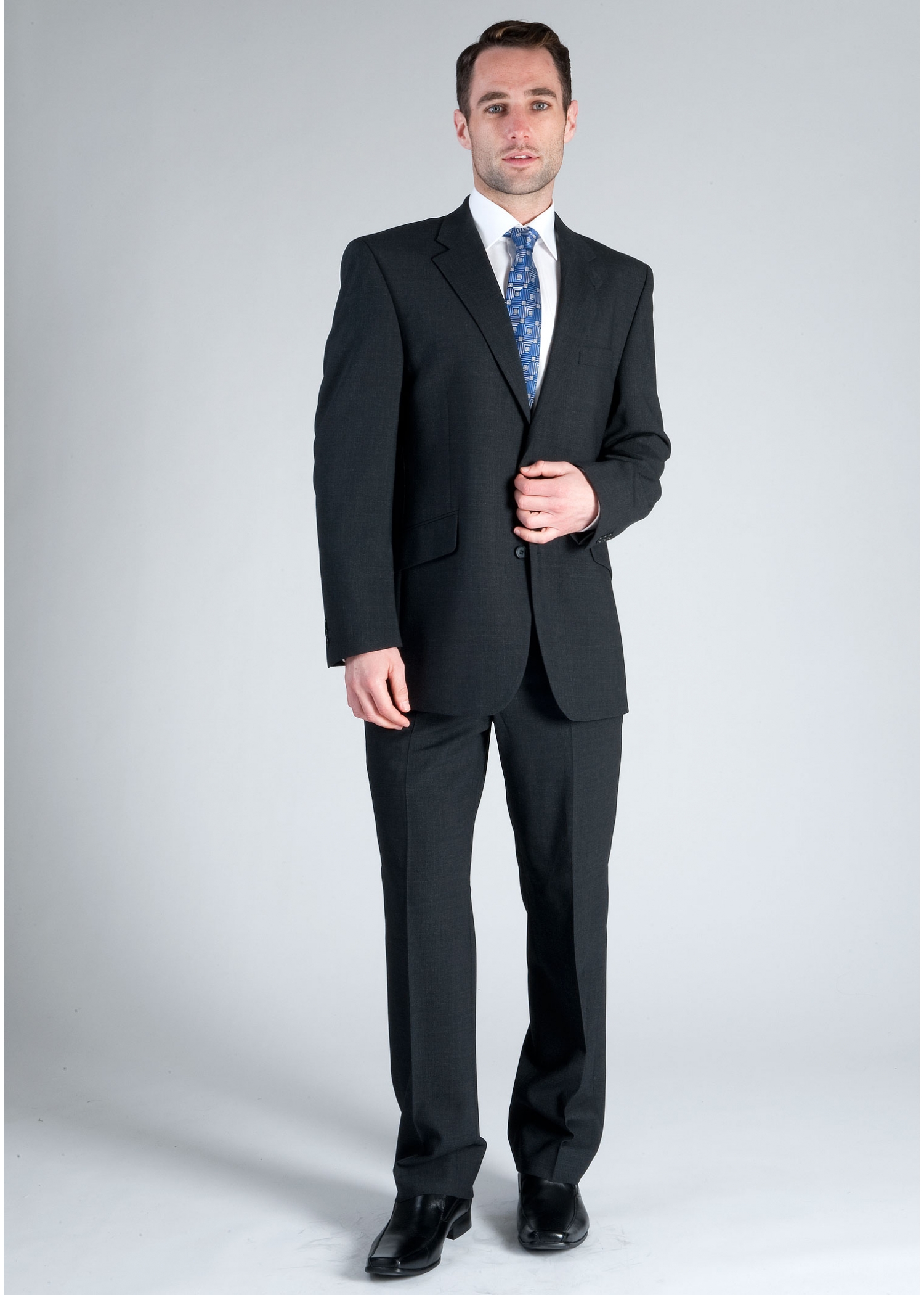Charcoal Scott Grey Suit with FREE SKINNY SILVER TIE - Tom