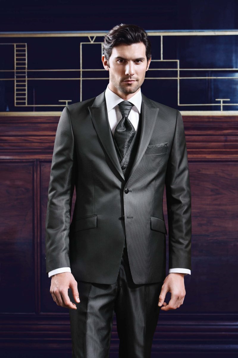Two Button Striped Anthracite Suit - Tom Murphy's Formal and Menswear