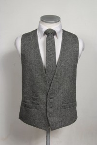 Charcoal Tweed Herringbone Waistcoat - Tom Murphy's Formal and Menswear