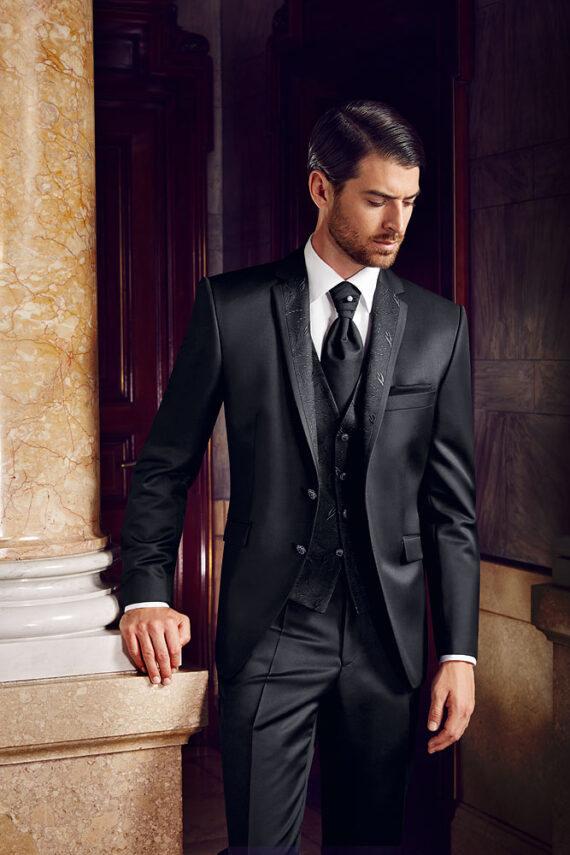 Prestige 2016 Embroidered Black 3 piece suit
