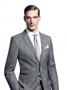 light grey check suit