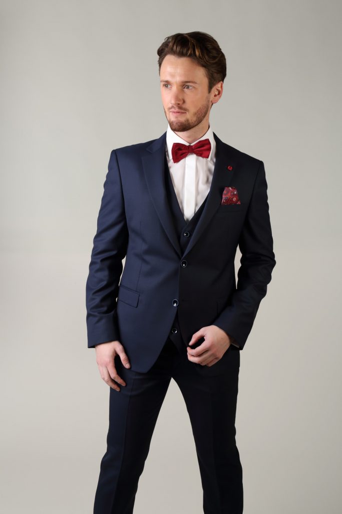 Comfort Fit Navy Benetti 3 Piece Suit for Wedding Parties