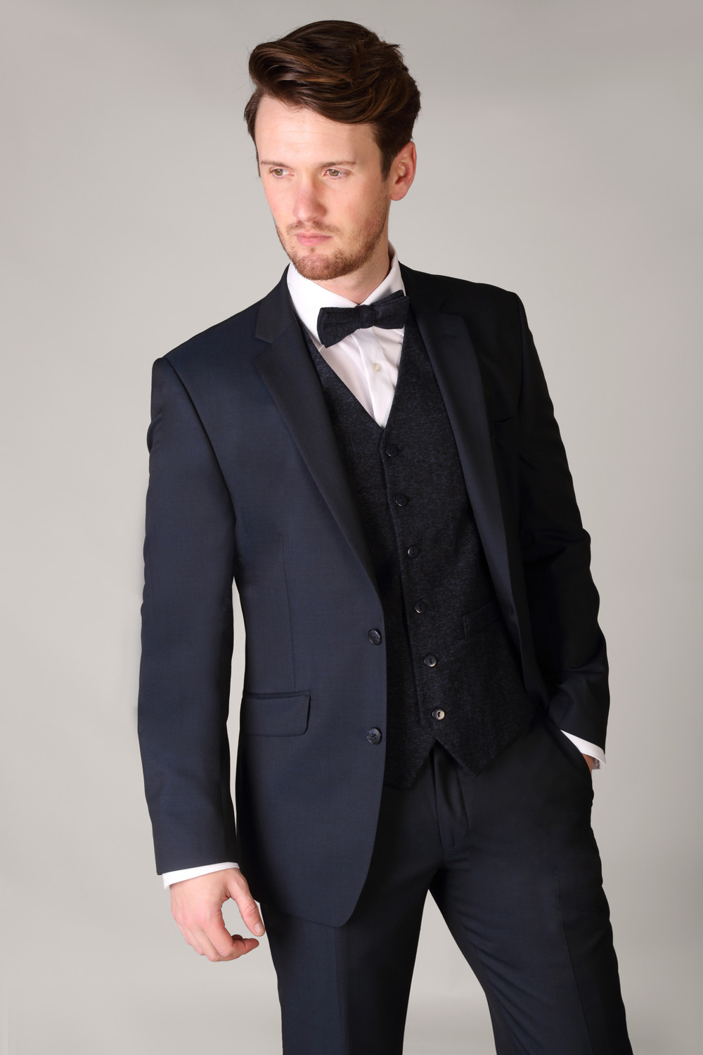 Blue Slim Fit Tweed Check Suit Waistcoat Eton  HIRE5 Menswear