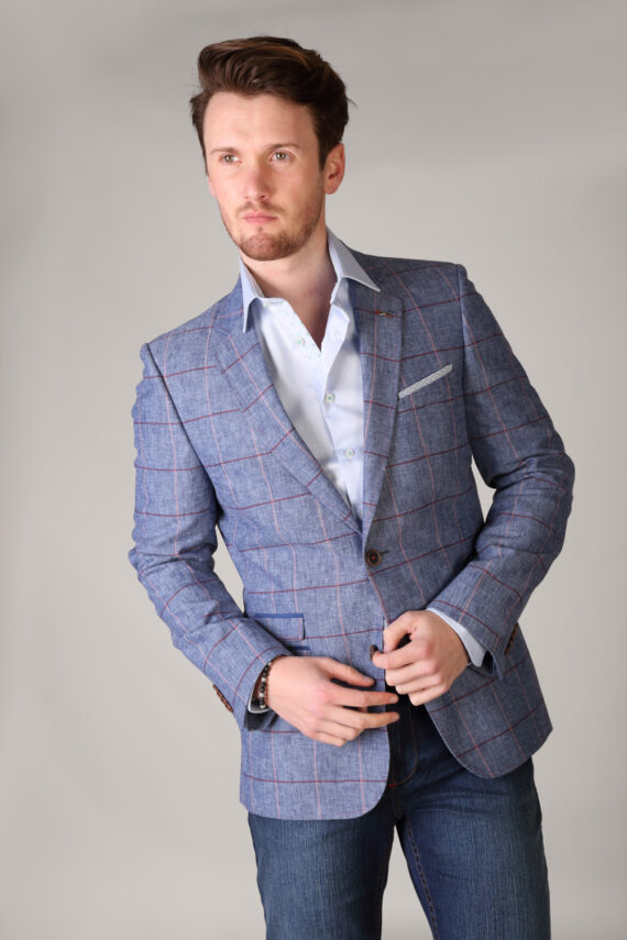 Magee pink and blue check jacket