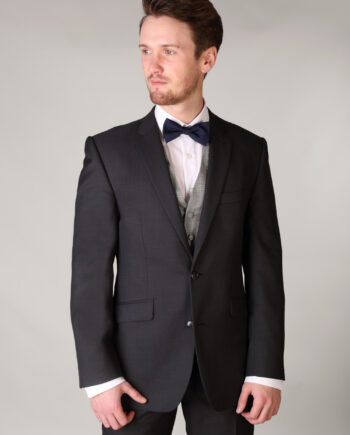 Charcoal Grey suit with contrast check pattern waistcoat