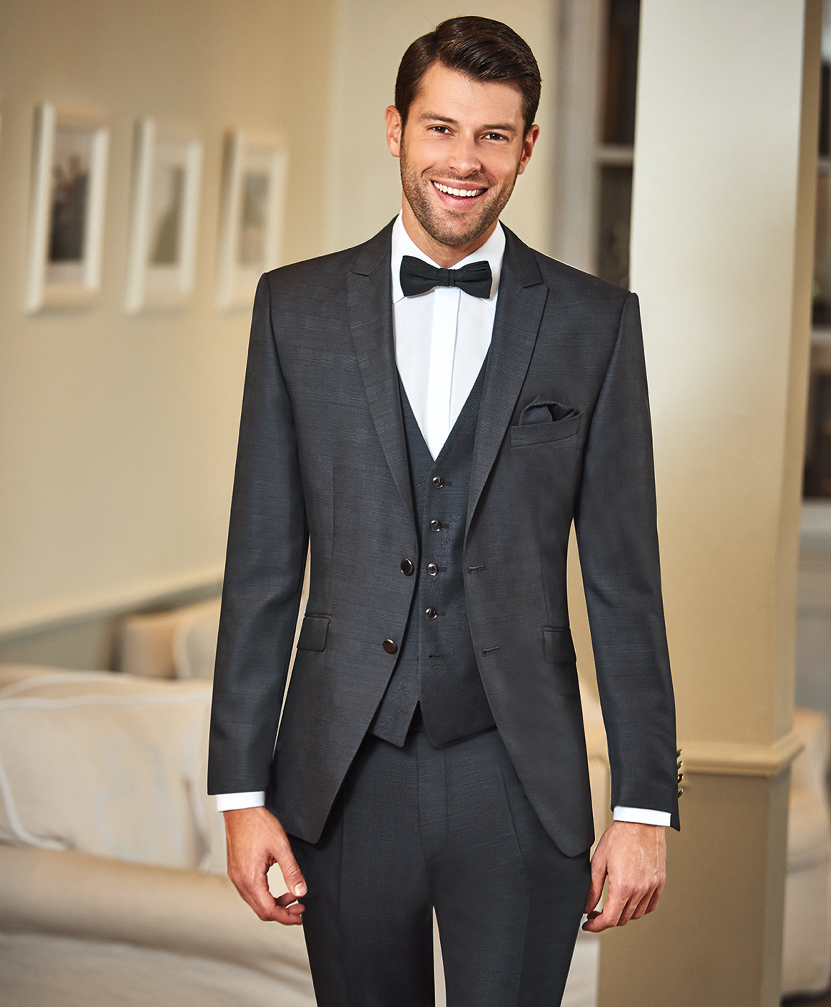 Dark Grey Slim Line 3 Piece Wedding Suit - Tom Murphy's Formal and Menswear