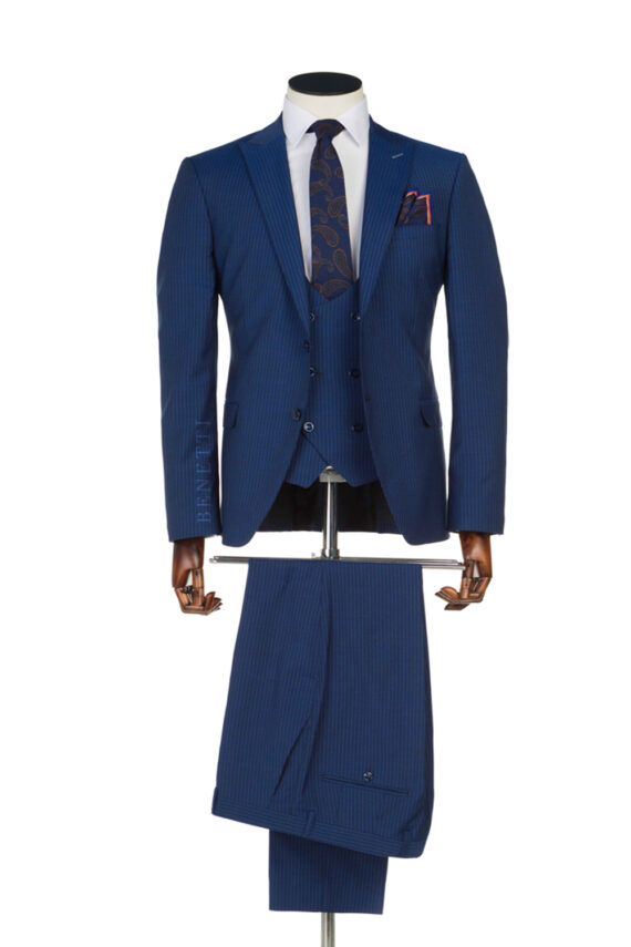 Messi Blue Pin Stripe Suit