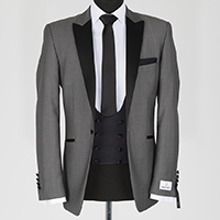 Grey Tuxedo with Silk Low Cut Vest - Tom Murphy's Formal and Menswear