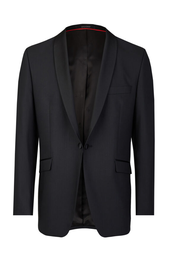 Black Tuxedo Slim Line Smoking Jacket with Red Lining 401201_1_7050_1