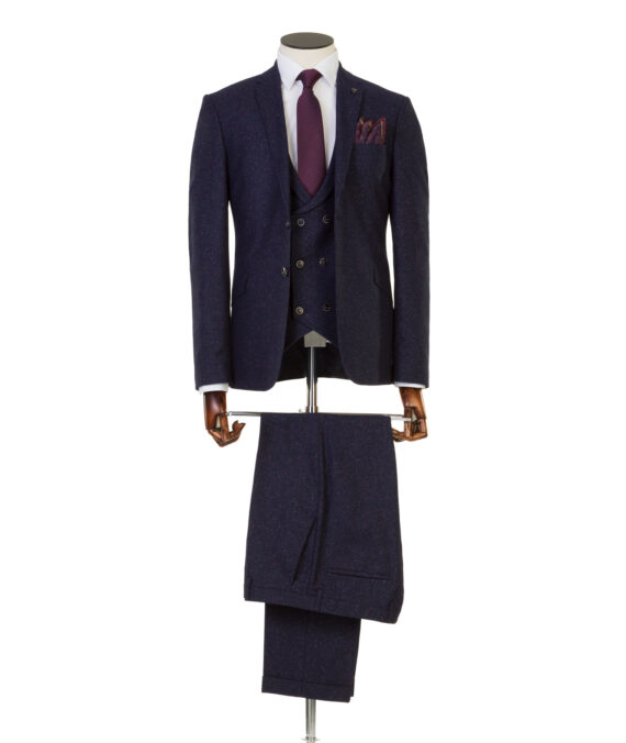 Bale Navy Tweed 3 Piece Suit