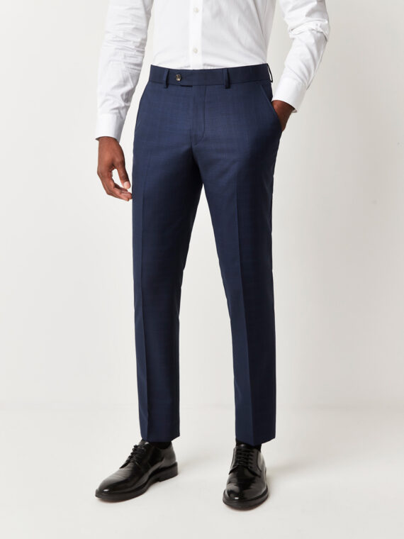Navy Blue Check 3 Piece Suit