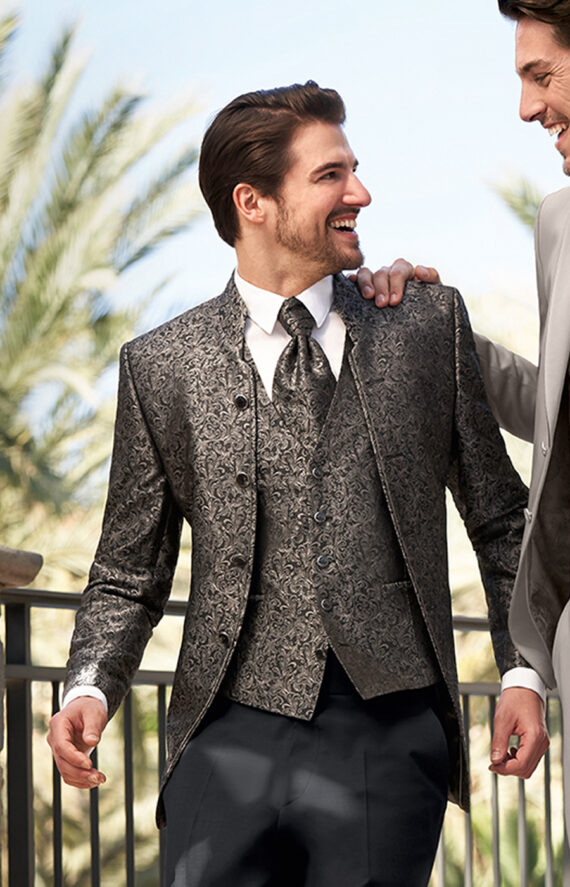 Brown Floral Pattern Wedding Suit