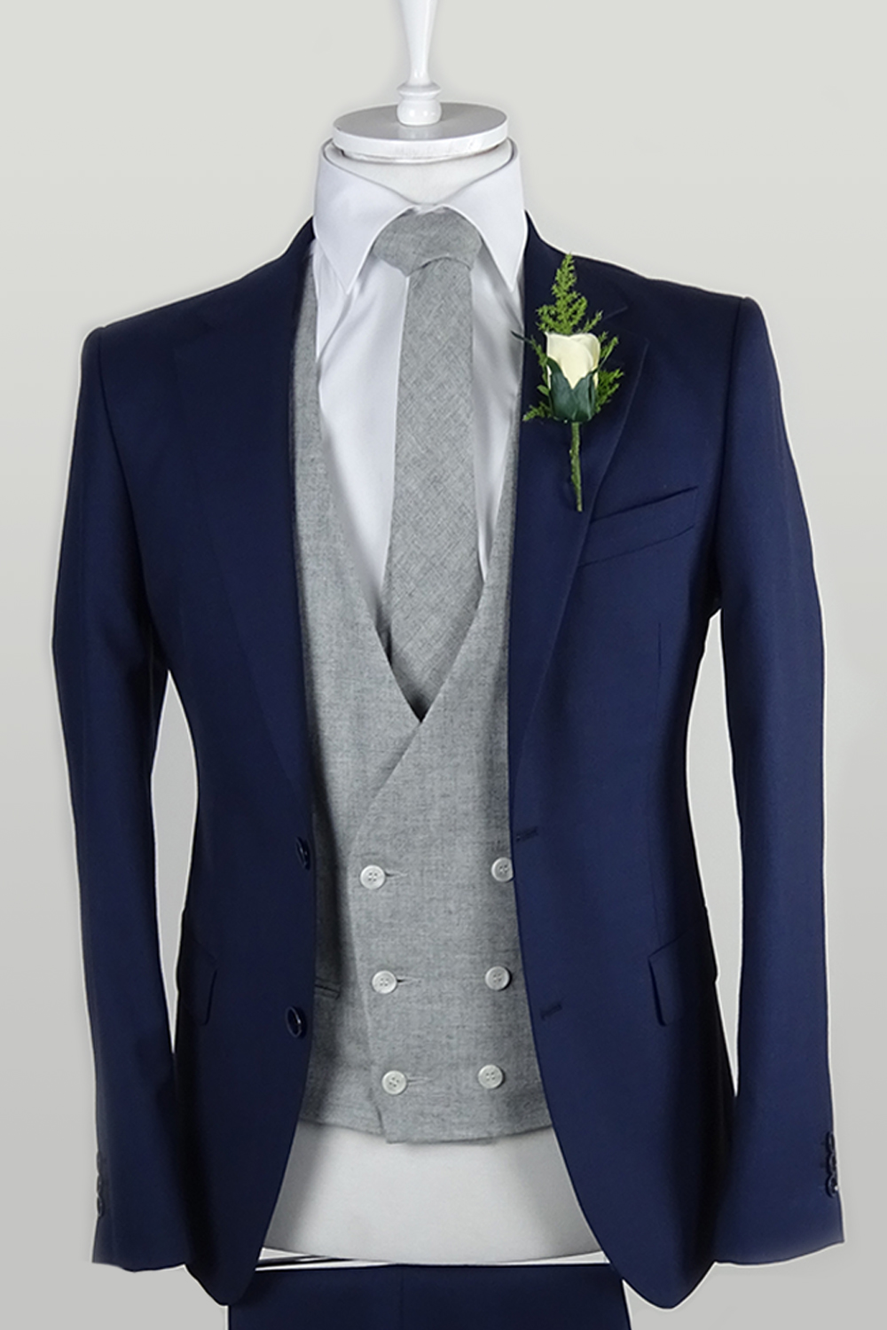 Navy Suit light grey contrast vest/rental option 120 Euro - Tom Murphy