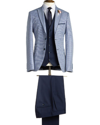 Gieves Pale Blue Check Tweed Suit