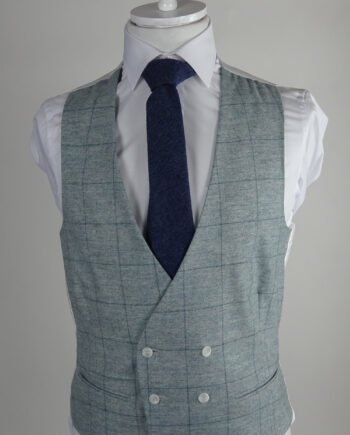 Grey Check Tweed Double Breasted Waistcoat