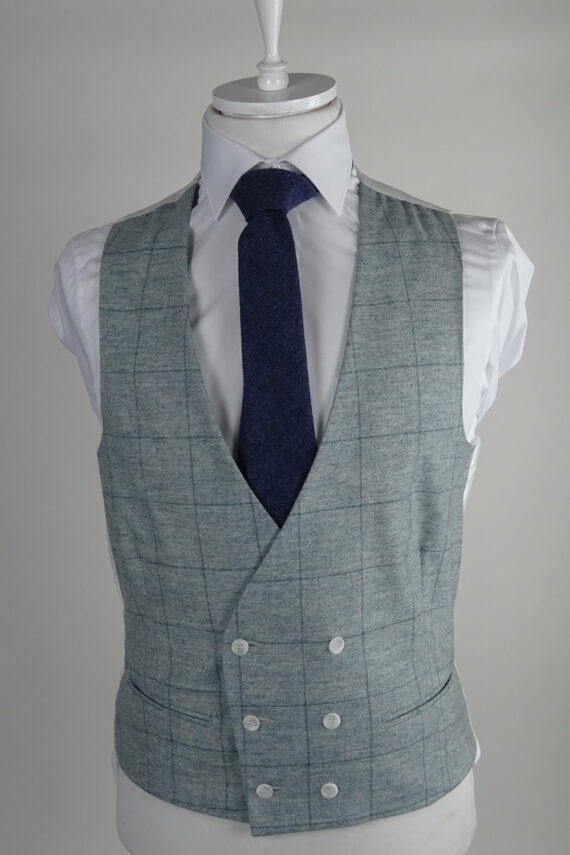Grey Check Tweed Double Breasted Waistcoat