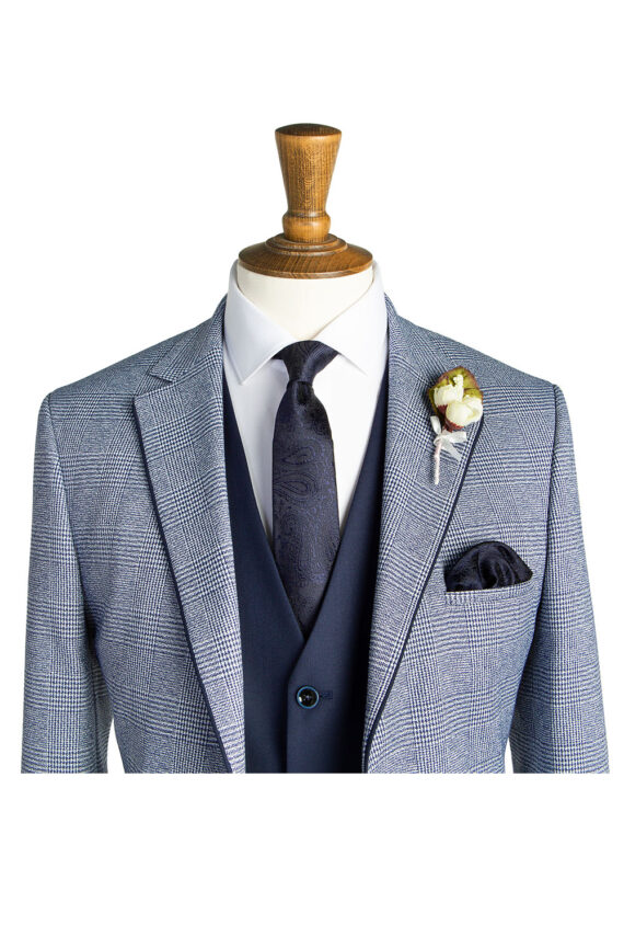 Ruxton Pale Blue Check Tweed Suit