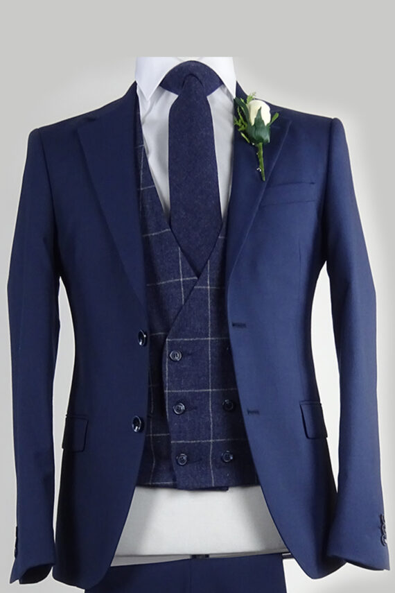 navy suit midnight navy check double breasted waistcoat