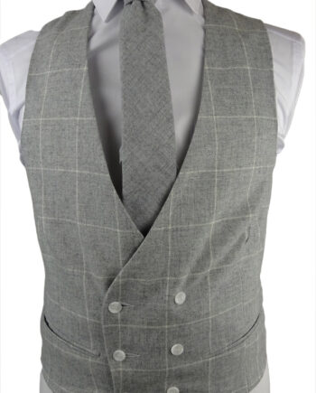 Grey Check Lambswool Double breasted Waistcoat