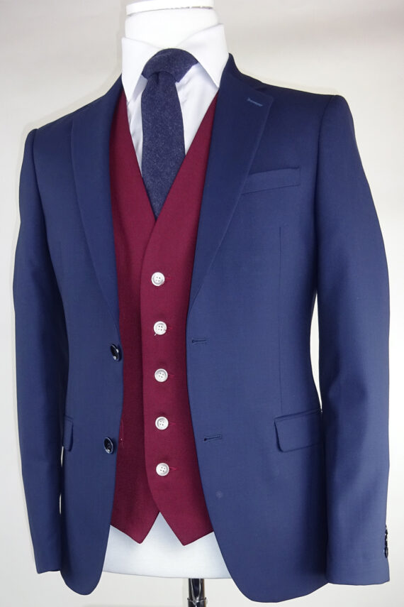 Navy Suit Ascott Wine Waistcoat