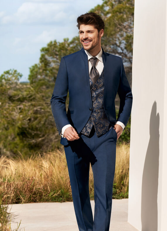 Blue 3 Piece Wedding Suit
