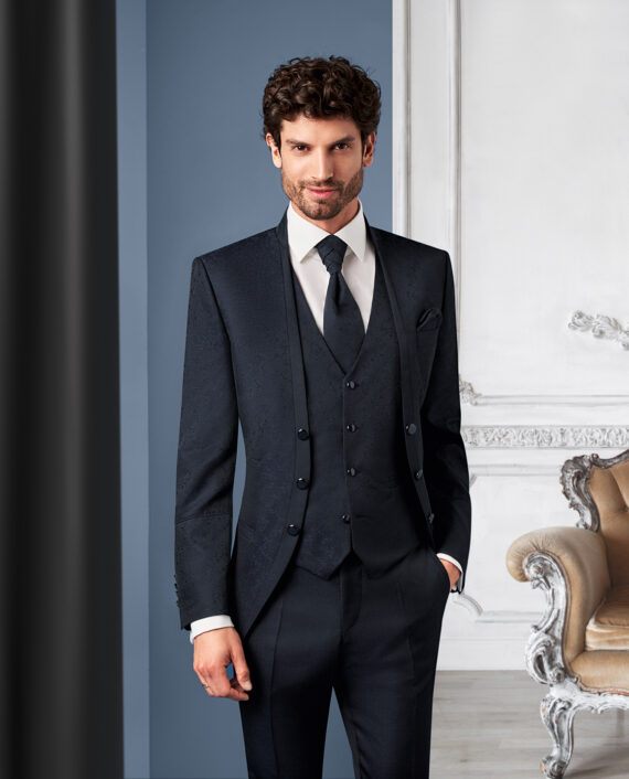 Royal Black Contrast 3 piece Wedding Suit