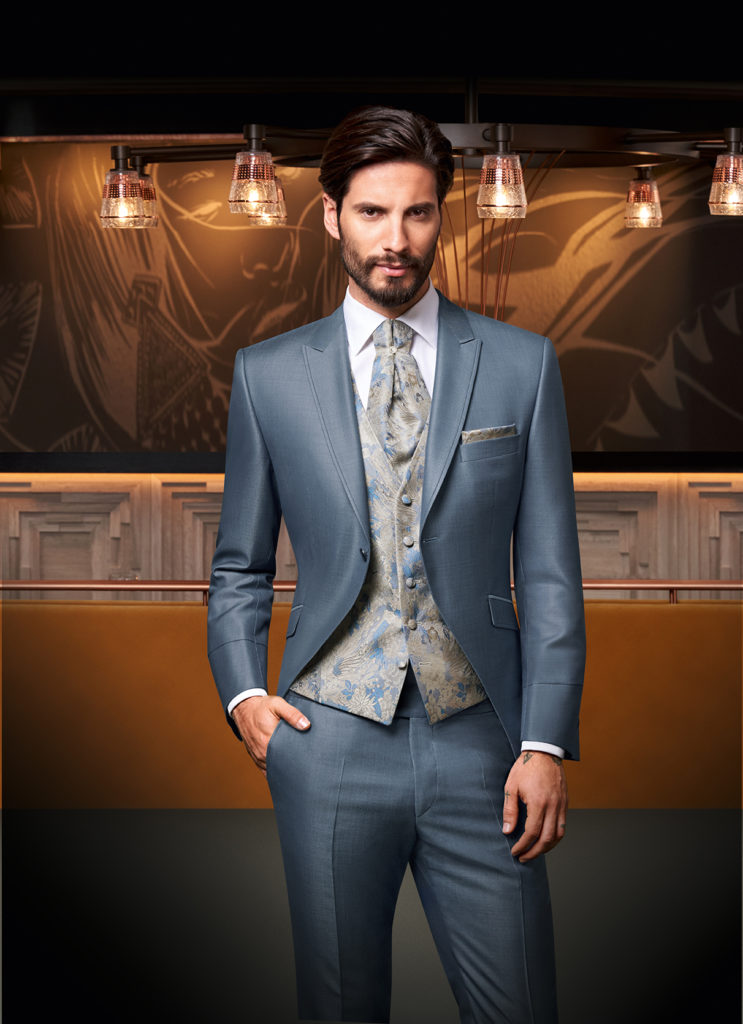Steel Blue 3 piece Wedding Suit