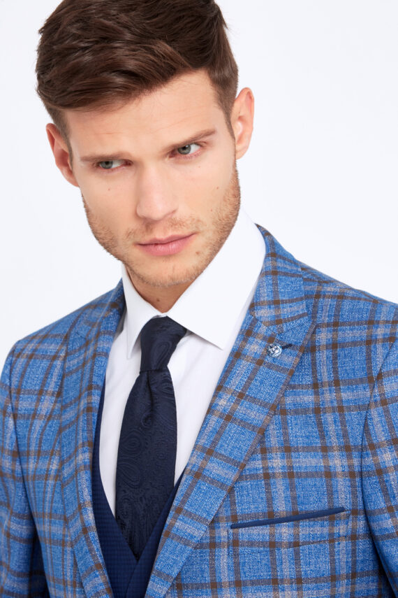 Errol Royal Blue Check 3 Piece Suit