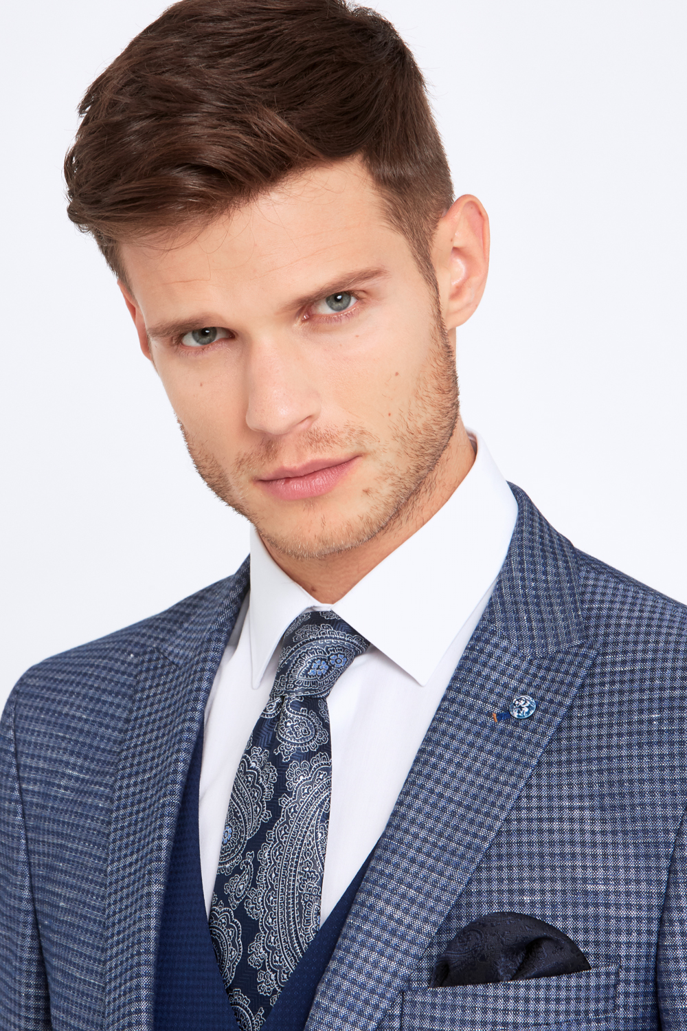 Robson Navy/grey Check 3 Piece Suit - Tom Murphy's Formal and Menswear