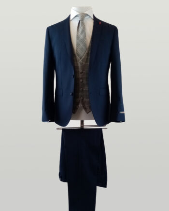 Chilli Navy Suit Lambswool Waistcoat