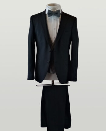 Black Suit Grey Double breasted Waistcoat
