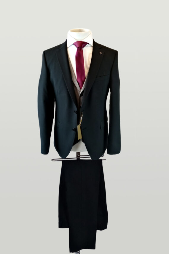 Black Suit Light Grey Waistcoat