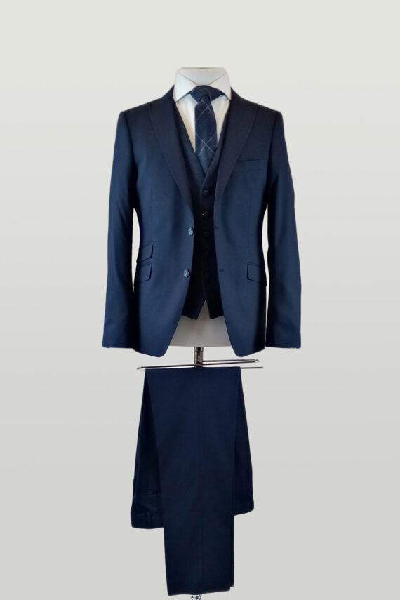 Navy Peak Suit Lambswool Waistcoat