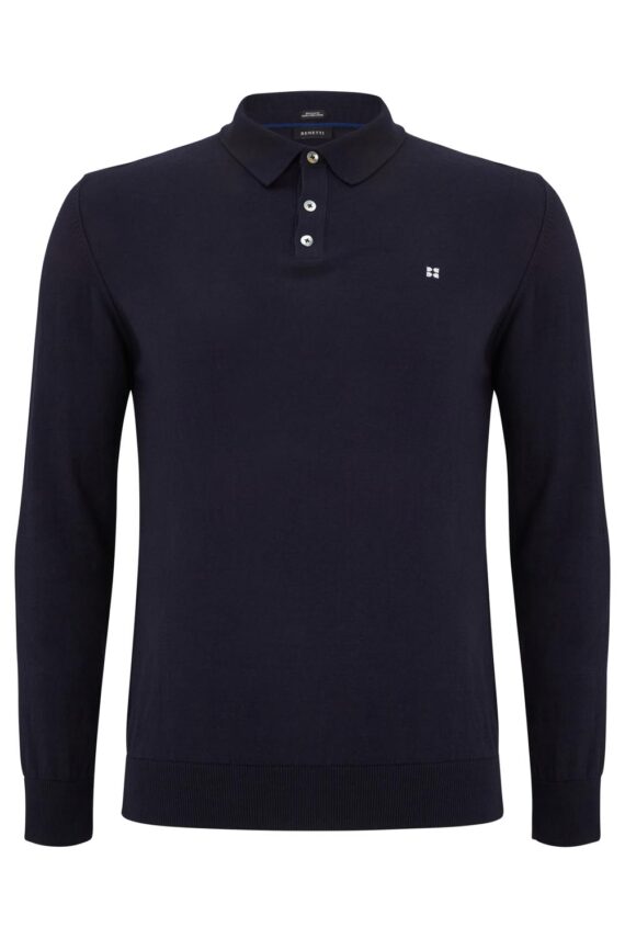 Geron Navy Buttoned Sweater