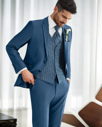 Bright Blue 3 piece Wedding Suit