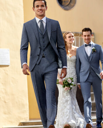 Steel Blue 3 piece wedding suit 4312