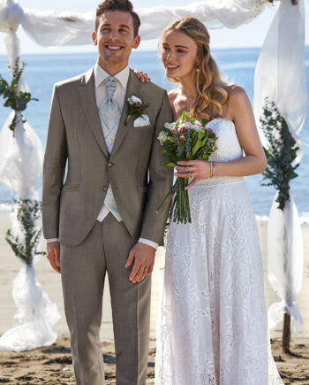 Taupe 3 Piece Wedding Suit