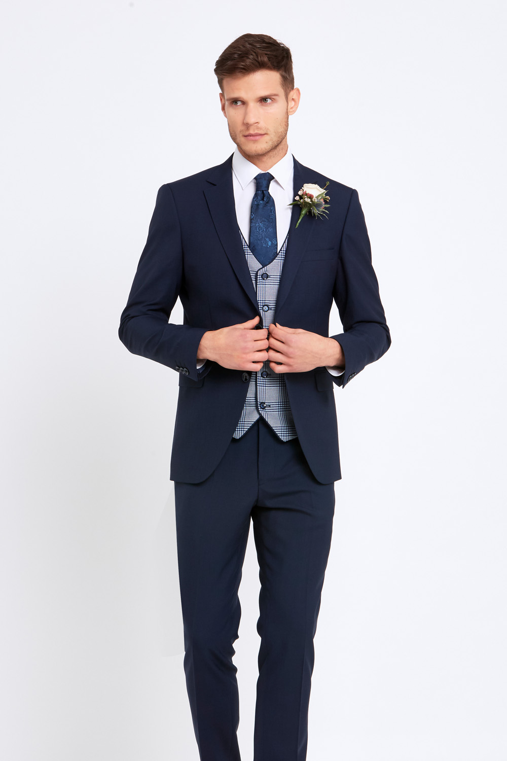 Men Summer Suit Waistcoat Trousers Blue Wedding TruClothing