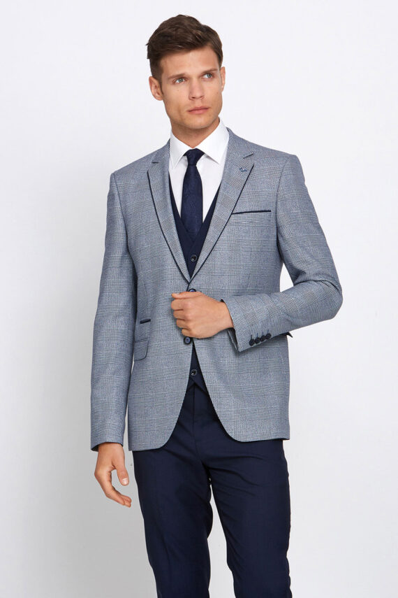 Marvin Navy Check Wedding Suit