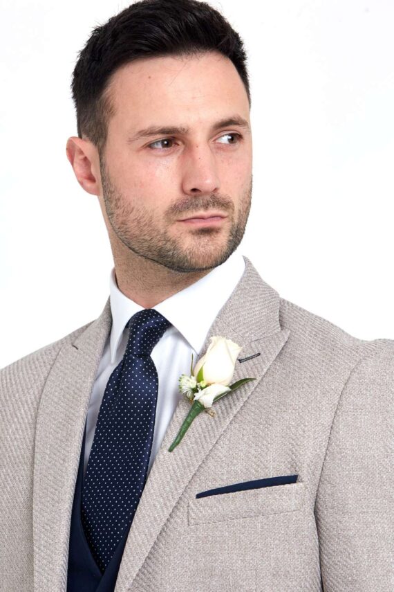 Simon Beige Jacket Navy Wedding Suit