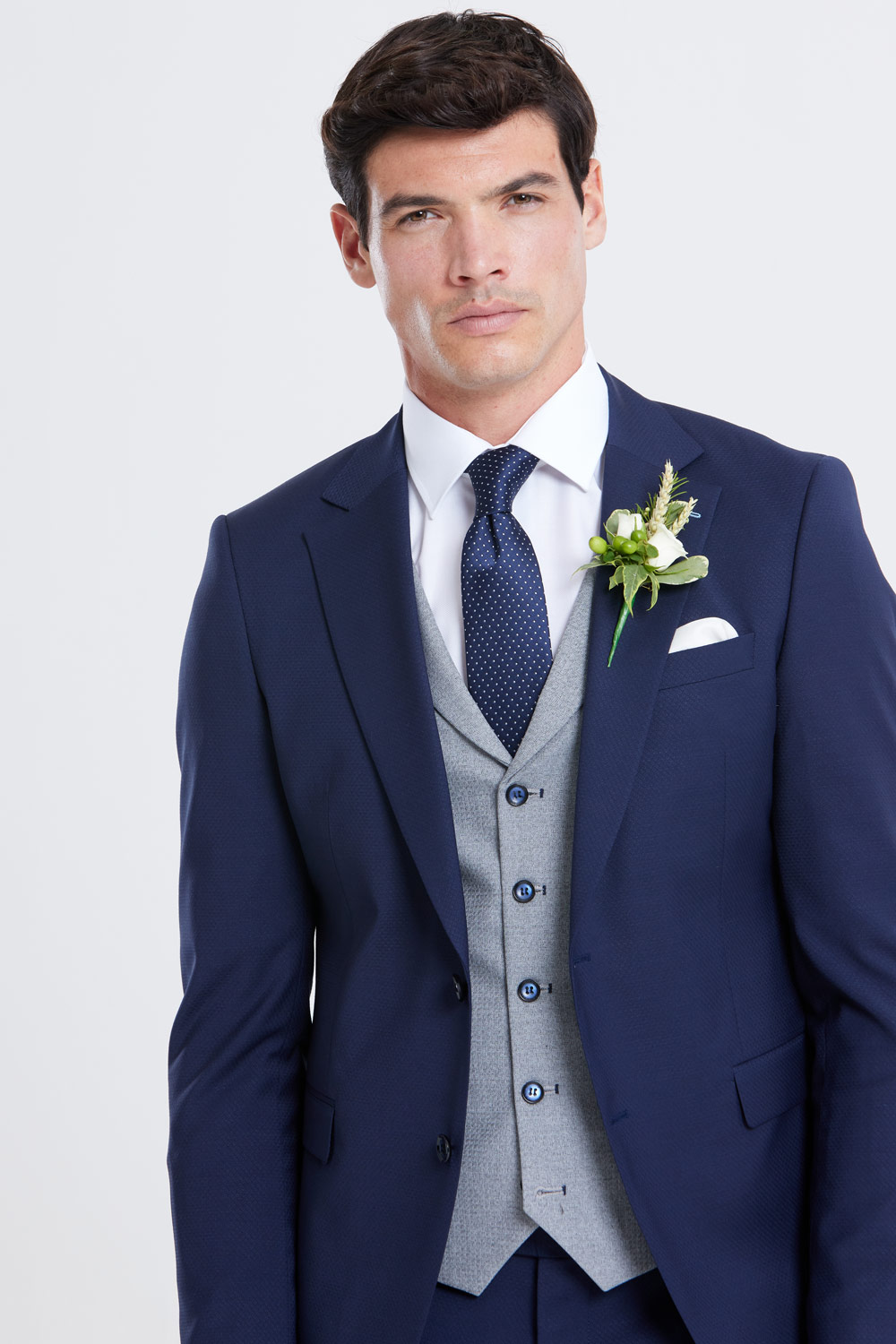 James Navy 3 Piece Wedding Suit Grey Waistcoat - Tom Murphy's Formal ...