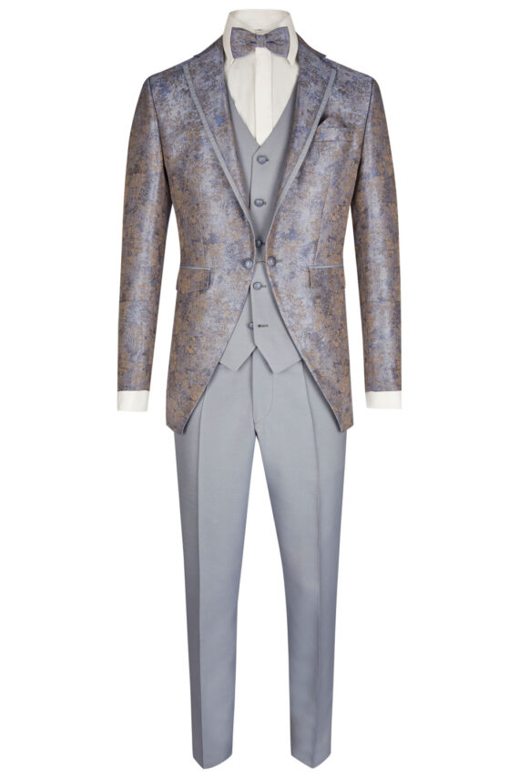 Blue Grey 3 piece Wedding Suit