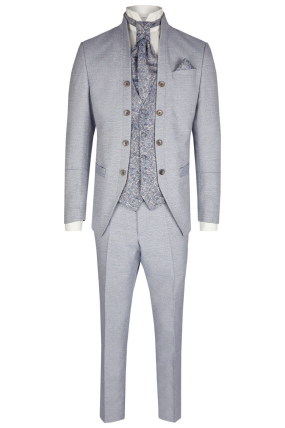 Silver Blue 3 piece Wedding Suit