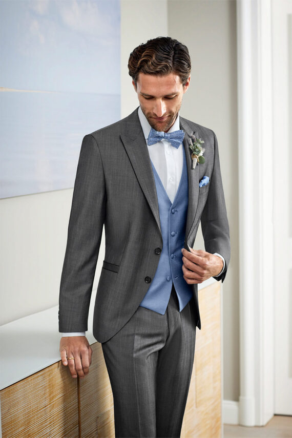 Metallic Grey 3 piece Wedding Suit