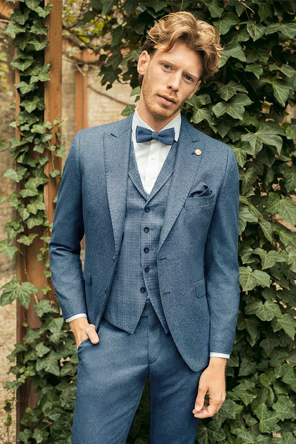 Mottled Blue 3 piece Wedding Suit