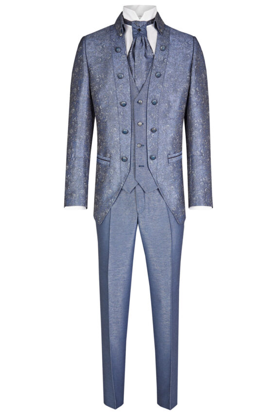 Multi colour Blue 3 piece Wedding Suit