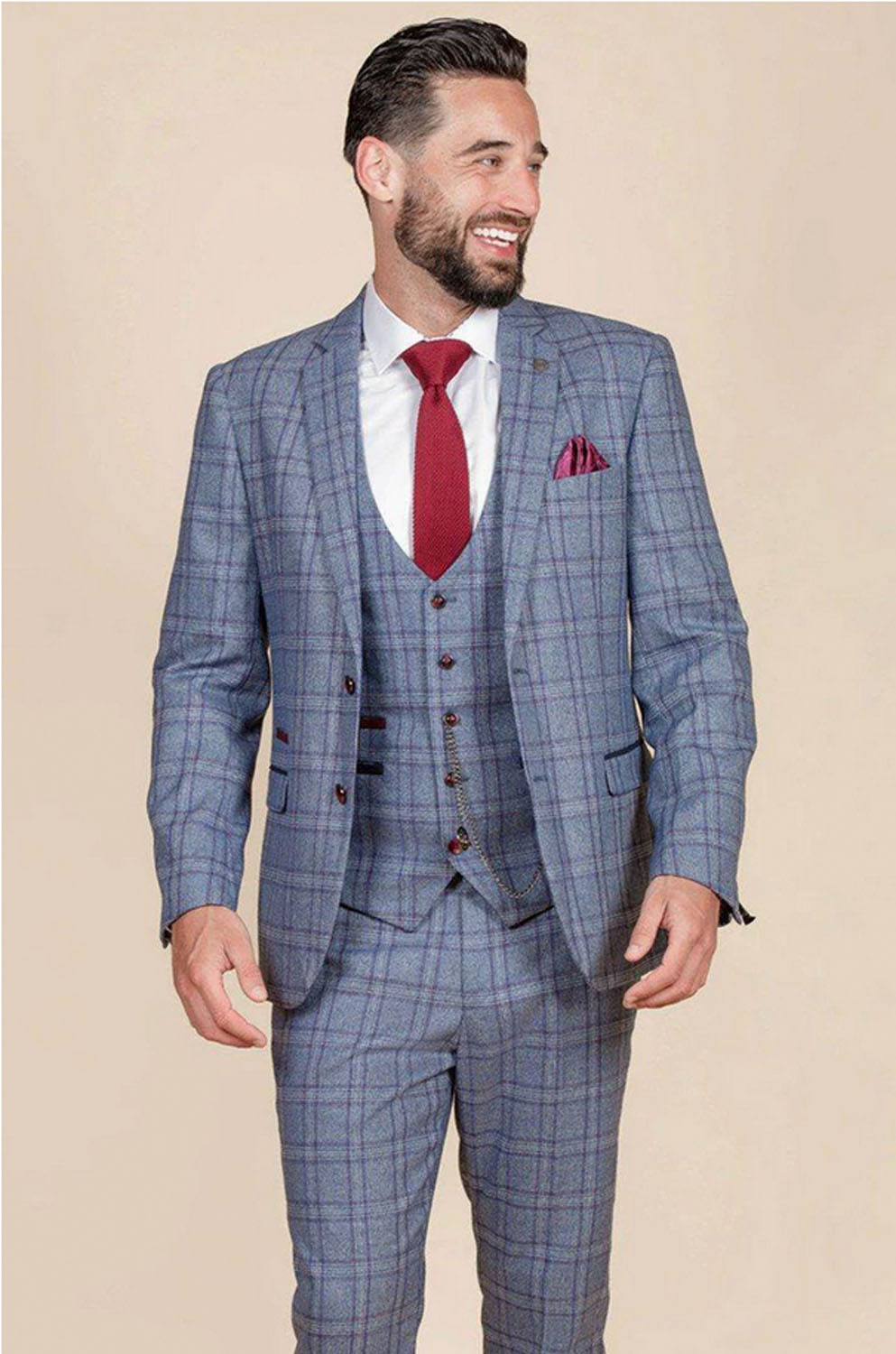 Abbot Blue Tweed Check 3 Piece Suit