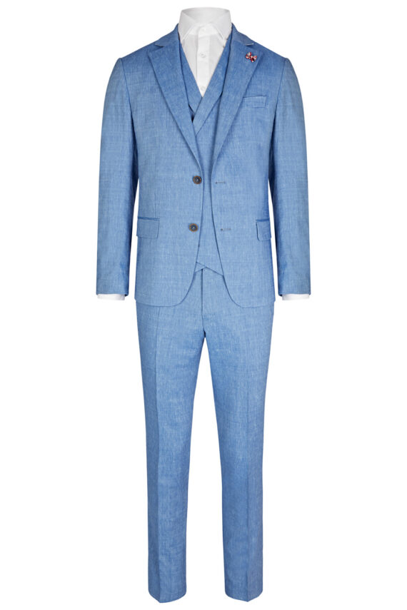 Ciel Blue Vintage 3 Piece Wedding Suit