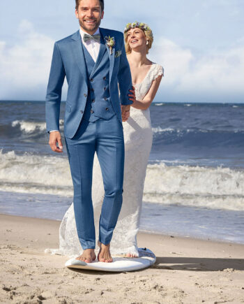 Ciel Blue Vintage 3 piece wedding suit