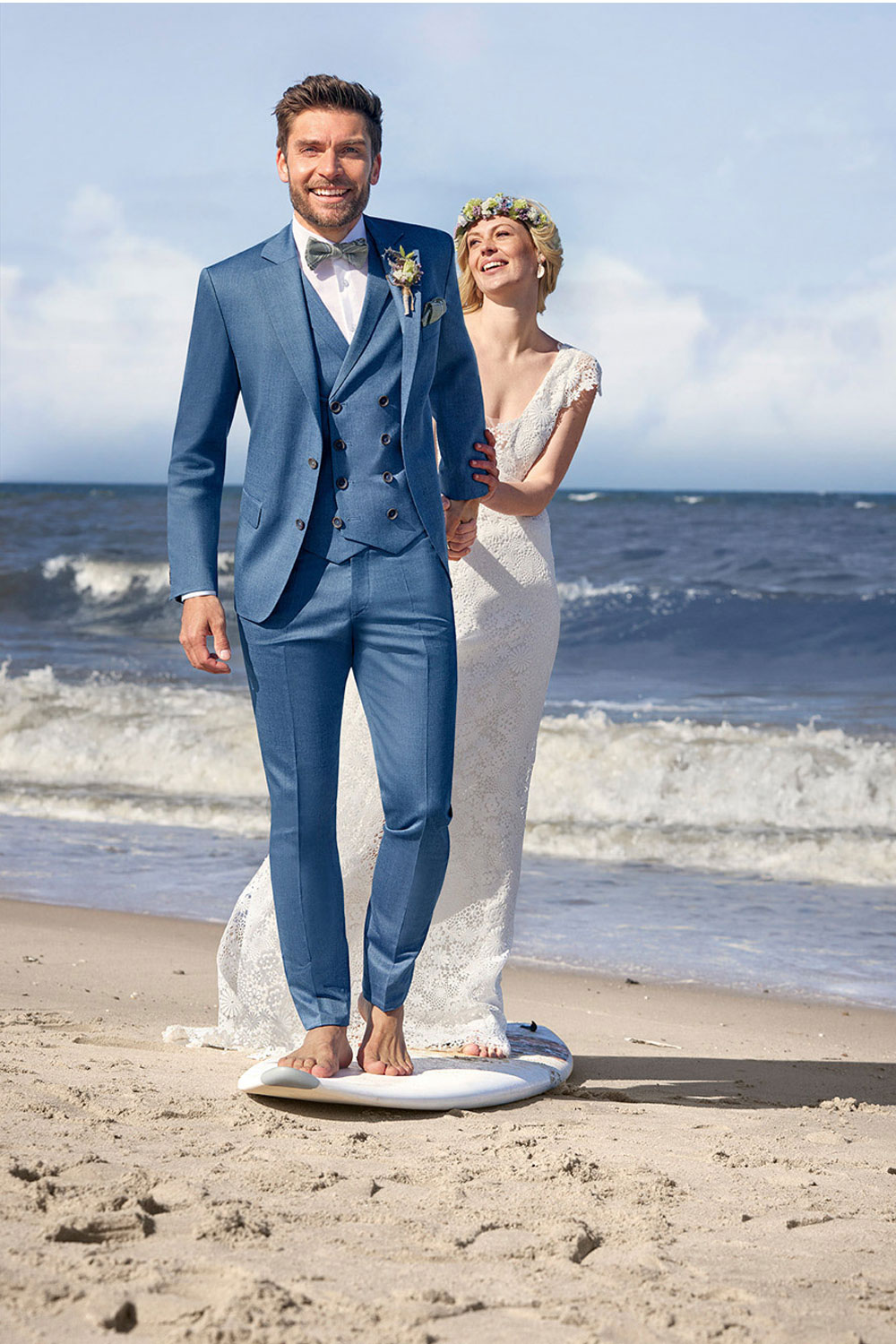 Ciel Blue Vintage 3 piece wedding suit